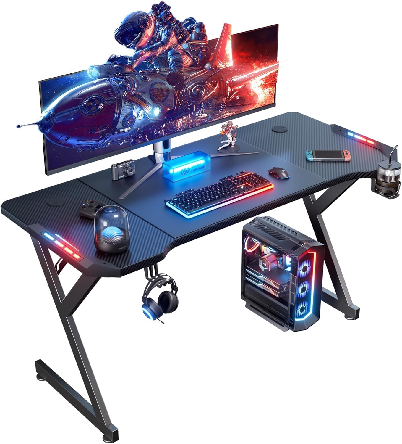 NeonFlex 55" Gamer Desk with LED Ambience