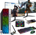 HP G3 RGB Gaming Desktop PC – Intel i5 6500 16GB DDR4 Ram 512GB SSD NVIDIA GeForce GT 1030 Dual 22 Inch Monitors Windows 10 Pro RGB Set Built-in WiFi – Computer Tower for PC Gamer (Renewed)