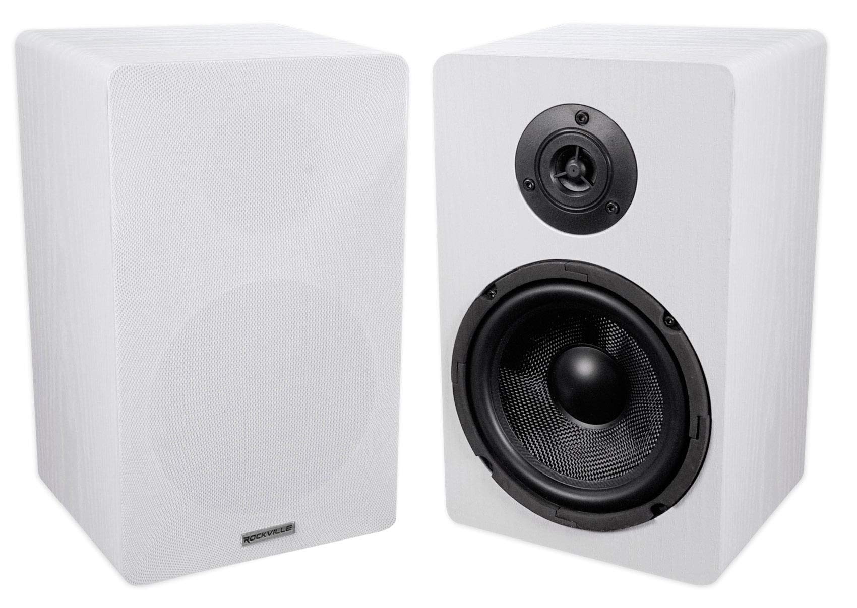 Rockville RockShelf 68W White 6.5" Kevlar Bookshelf Speakers