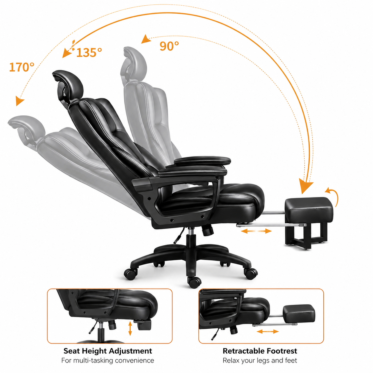 Executive Ergonomic Office Chair with Footrest